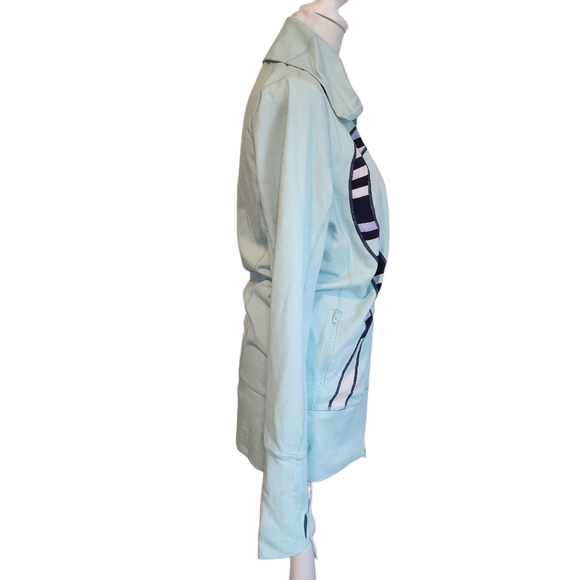 Lululemon In Stride Jacket Heathered Aquamarine / Discover Stripe  Deep Indigo - Picture 9 of 13